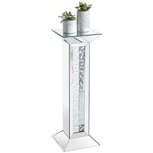 Xora Dekosäule, Silber, Glas, Holzwerkstoff, 30.5x89x30.5 cm, Wohnzimmer, Wohnzimmertische, Blumenständer