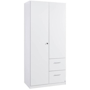 Xora Drehtürenschrank , Weiß , Holzwerkstoff , 4 Fächer , 2 Schubladen , 91x197x54 cm , Blauer Engel, Goldenes M, Made in Germany , Typenauswahl, in verschiedenen Größen erhältlich , Kinder & Jugendmöbel, Jugendmöbel, Jugendkleiderschränke