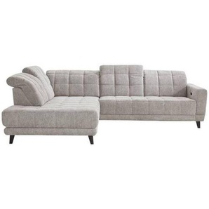 Xora Ecksofa, Grau, Textil, Buche, Uni, 3-Sitzer, Ottomane links, L-Form, 302x216 cm, Goldenes M, Typenauswahl, Fußauswahl, Stoffauswahl,