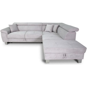 Xora Ecksofa, Hellgrau, Textil, 4-Sitzer, Füllung: Schaumstoff, Ottomane rechts, L-Form, 257x226 cm, Stoffauswahl, seitenverkehrt erhältlich, Rücken