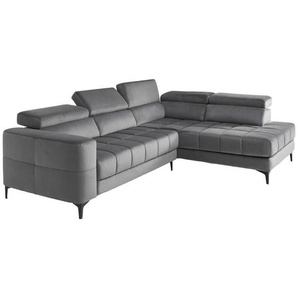 Xora Ecksofa Monika, Dunkelgrau, Textil, 4-Sitzer, Ottomane rechts, Eckteil, L-Form, 281x202 cm, seitenverkehrt erhältlich, Wohnzimmer, Sofas &