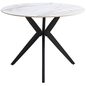 Xora Esstisch, Grau, Schwarz, Weiß, Beige, Metall, Keramik, rund, eckig, 100x76x100 cm, Bsci, Esszimmer, Tische, Esstische, Esstische rund