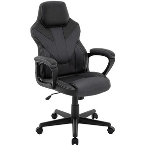 Xora Gamingstuhl, Grau, Schwarz, Kunststoff, Textil, Drehkreuz, Sternfuß, 64x103-113.5x71 cm, Sitzfläche 360° drehbar, inklusive Armlehnen, Kinder- &