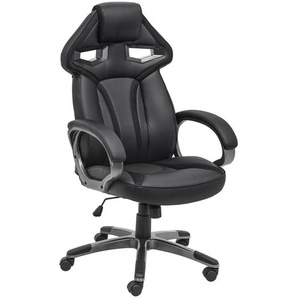Xora Gamingstuhl, Grau, Schwarz, Metall, Kunststoff, Textil, Rollen, Drehkreuz, 65x117-127x72 cm, Sitzfläche 360° drehbar, Kinder & Jugendmöbel, Jugendmöbel, Gamingstühle