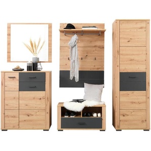 Xora Garderobe, Anthrazit, Eiche Artisan, Holzwerkstoff, 230x195x45 cm, Garderobe, Garderoben-Sets & Serien, Garderoben-Sets