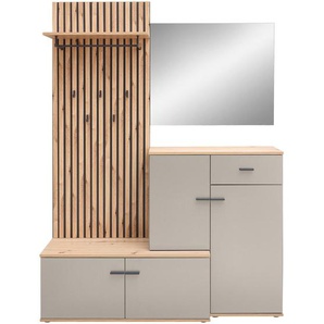 Xora Garderobe Fynn, Kaschmir, Eiche Artisan, Glas, Holzwerkstoff, 148x199x38 cm, Garderobe, Garderoben-Sets & Serien