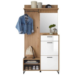 Xora Garderobe, Weiß, Eiche, 100x200x38.5 cm, Garderobe, Garderoben-Sets