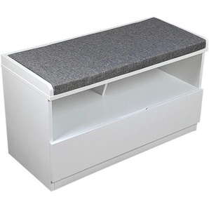 Xora Garderobenbank, Grau, Weiß, Textil, 1-Sitzer, 1 Schublade(n) Schubladen, Füllung: Schaumstoff, 80x45x36 cm, Bsci, Garderobe, Garderobenbänke