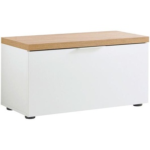 Xora Garderobenbank, Weiß, Eiche, Metall, 2-Sitzer, 80x42x38 cm, erweiterbar, Garderobe, Garderobenbänke