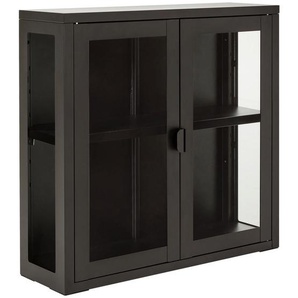 Xora Hängevitrine, Schwarz, Metall, 1 Fächer, 60x57x18 cm, Typenauswahl, hängend, Wohnzimmer, Wohnwände, Vitrinenschränke