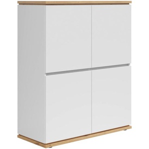 Xora Highboard, Weiß, Eiche Artisan, Holzwerkstoff, 2 Fächer, 100x121x42 cm, FSC Mix, Beimöbel erhältlich, stehend, Wohnzimmer, Kommoden & Sideboards,