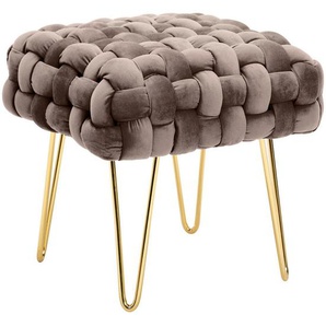 Xora Hocker Amy, Grau, Gold, Metall, Textil, quadratisch, 44x41x44 cm, Wohnzimmer, Hocker, Sitzhocker
