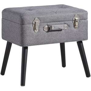 Xora Hocker, Anthrazit, Schwarz, Holz, Textil, Kiefer, rechteckig, 50x46x35 cm, Stauraum, Wohnzimmer, Hocker, Sitzhocker