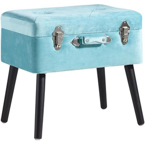 Xora Hocker, Blau, Schwarz, Holz, Textil, Kiefer, rechteckig, 50x46x35 cm, Stauraum, Wohnzimmer, Hocker, Sitzhocker
