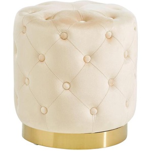 Xora Hocker, Gold, Beige, Holz, Metall, Textil, Kiefer, Sperrholz, rund, 37.5x40x37.5 cm, Wohnzimmer, Hocker, Sitzhocker