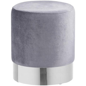 Xora Hocker, Grau, Chrom, Metall, Textil, rund, 35x42x35 cm, Wohnzimmer, Hocker, Sitzhocker