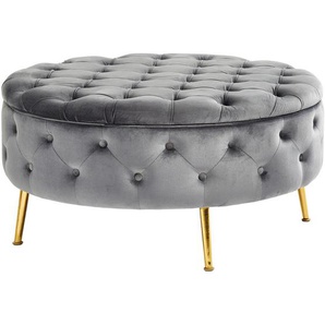 Xora Hocker , Grau, Gold , Textil , rund , 90x44x90 cm , Stauraum , Wohnzimmer, Hocker, Sitzhocker