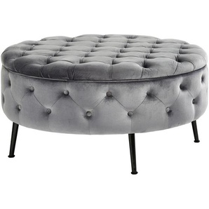 Xora Hocker, Grau, Schwarz, Textil, rund, 90x44x90 cm, Stauraum, Wohnzimmer, Hocker, Sitzhocker