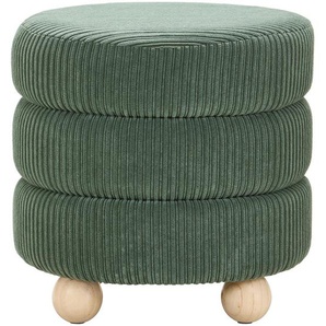 Xora Hocker, Grün, Holz, Textil, Kiefer, massiv, rund, 42x41x42 cm, Wohnzimmer, Hocker, Sitzhocker
