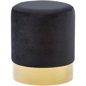 Xora Hocker, Schwarz, Gold, Metall, Textil, rund, 35x42x35 cm, Stoffauswahl, Wohnzimmer, Hocker, Sitzhocker