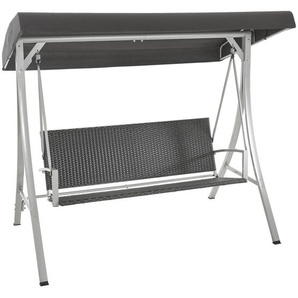 Xora Hollywoodschaukel , Schwarz, Silber , Metall, Kunststoff, Textil , 180x166x120 cm , wetterfest , Gartenmöbel, Hollywoodschaukeln