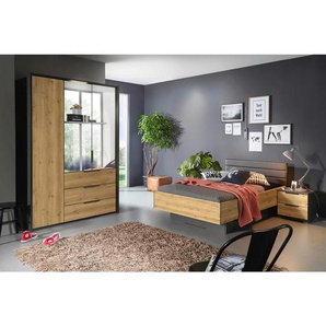 Xora Jugendzimmer, Graphit, Eiche, Textil, Holzwerkstoff, 3-teilig, 4 Fächer, 120x200 cm, Blauer Engel, Goldenes M, BQ - Bündnis für Qualität, Made in