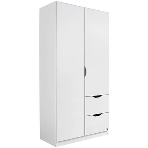 Xora Kleiderschrank, Weiß, Holzwerkstoff, 1 Fächer, 2 Schubladen, 91x197x54 cm, Blauer Engel, Goldenes M, Made in Germany, Typenauswahl, Beimöbel