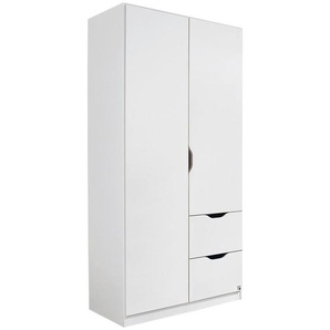 Xora Kleiderschrank, Weiß, Holzwerkstoff, 1 Fächer, 2 Schubladen, 91x197x54 cm, Blauer Engel, Goldenes M, Made in Germany, Typenauswahl, Beimöbel