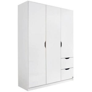 Xora Kleiderschrank, Weiß, Holzwerkstoff, 4 Fächer, 2 Schubladen, 136x197x54 cm, Blauer Engel, Goldenes M, Made in Germany, Typenauswahl, Beimöbel