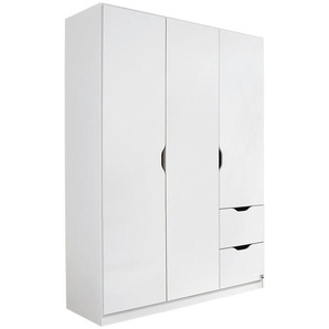 Xora Kleiderschrank, Weiß, Holzwerkstoff, 4 Fächer, 2 Schubladen, 136x197x54 cm, Blauer Engel, Goldenes M, Made in Germany, Typenauswahl, Beimöbel