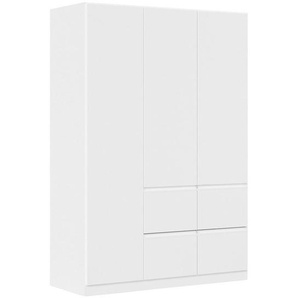 Xora Kleiderschrank, Weiß, Kunststoff, 2 Fächer, 4 Schubladen, 136x197x54 cm, Blauer Engel, Goldenes M, BQ - Bündnis für Qualität, Made in Germany, in