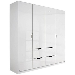 Xora Kleiderschrank , Weiß, Weiß Hochglanz , Holzwerkstoff , 2 Fächer , 4 Schubladen , 181x197x54 cm , Blauer Engel, Goldenes M, Made in Germany , Typenauswahl, Beimöbel erhältlich, in verschiedenen Größen erhältlich , Kinder & Jugendmöbel, Jugendmöbel,