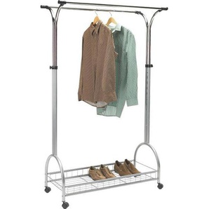 Xora Kleiderwagen, Chrom, Metall, 100x195x40 cm, Schuhablage, Garderobe, Garderobenständer