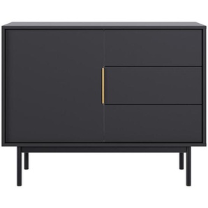 Xora Kommode Viva, Schwarz, Metall, 1 Fächer, 3 Schubladen, 104x82x39 cm, Beimöbel erhältlich, Kleinmöbel