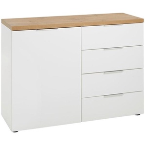Xora Kommode, Weiß, Eiche, Metall, 2 Fächer, 4 Schubladen, 120x89x43 cm, Beimöbel erhältlich, Wohnzimmer, Kommoden & Sideboards, Kommoden