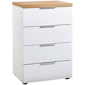 Xora Kommode, Weiß, Eiche, Metall, 4 Schubladen, 60x89x43 cm, Beimöbel erhältlich, Wohnzimmer, Kommoden & Sideboards, Kommoden