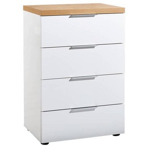 Xora Kommode, Weiß, Eiche, Metall, 4 Schubladen, 60x89x43 cm, Beimöbel erhältlich, Wohnzimmer, Kommoden & Sideboards, Kommoden