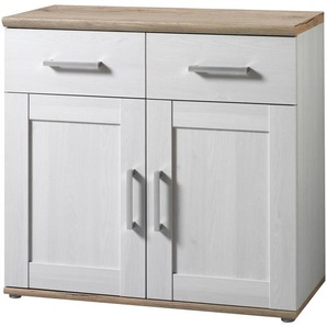 Xora Kommode, Weiß, Lärche, Kunststoff, 2 Fächer, 2 Schubladen, 93x89x46 cm, Made in EU, Wohnzimmer, Kommoden & Sideboards, Kommoden