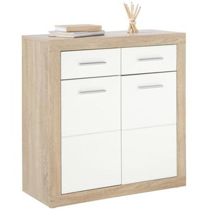 Xora Kommode, Weiß, Sonoma Eiche, Holz, 1 Fächer, 2 Schubladen, 82x88 cm, Typenauswahl, in verschiedenen Größen erhältlich, Wohnzimmer, Kommoden &