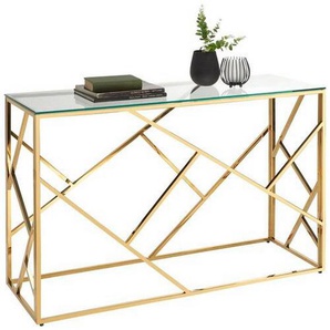 Xora Konsolentisch, Gold, Metall, Glas, rechteckig, eckig, 40x78x120 cm, Wohnzimmer, Wohnzimmertische, Konsolentische