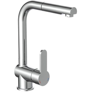 Xora Küchenarmatur, Chrom, Metall, 5.5x30x24 cm, flexible Anschlussschläuche, herausziehbare Spülbrause, Keramikkartusche, schwenkbarer Auslauf,