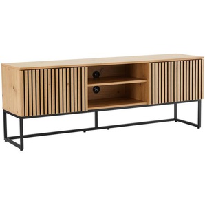 Xora Lowboard Bueno, Eiche Artisan, Metall, Holzwerkstoff, 3 Fächer, 160x60x40 cm, Wohnzimmer, Wohnwände, Lowboards