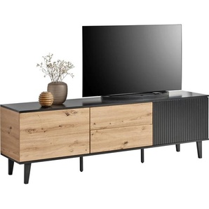 Xora Lowboard, Schwarz, Eiche Artisan, Metall, Holzwerkstoff, 2 Fächer, 2 Schubladen, 172x56x40 cm, Beimöbel erhältlich, stehend, Wohnzimmer, Wohnwände, Lowboards