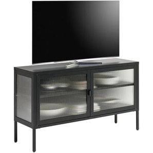 Xora Lowboard, Schwarz, Metall, 1 Fächer, 115x64x35 cm, SGS-geprüft, Bsci, Beimöbel erhältlich, stehend, Wohnzimmer, Wohnwände, Lowboards, Lowboards