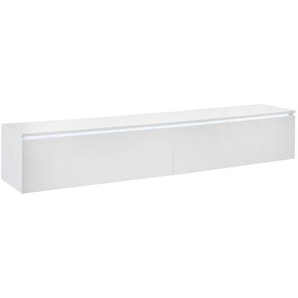 Xora Lowboard, Weiß Hochglanz, Holzwerkstoff, 180x30x33 cm, hängend, Frontbeleuchtung, Wohnzimmer, Kommoden & Sideboards, Lowboards