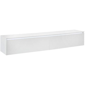 Xora Lowboard, Weiß Hochglanz, Holzwerkstoff, 180x30x33 cm, hängend, Frontbeleuchtung, Wohnzimmer, Wohnwände, Lowboards