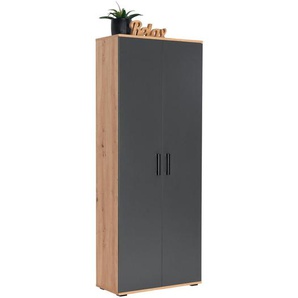 Xora Mehrzweckschrank, Anthrazit, Eiche Artisan, Holzwerkstoff, 5 Fächer, 70x178.9x33.5 cm, stehend, Waschküche, Mehrzweckschränke