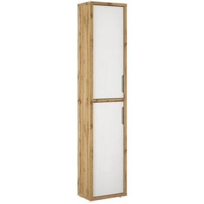 Xora Mehrzweckschrank, Eiche, Weiß Hochglanz, Holzwerkstoff, 5 Fächer, 44x218x36 cm, stehend, Waschküche, Mehrzweckschränke