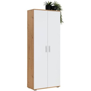 Xora Mehrzweckschrank, Weiß, Eiche Artisan, Holzwerkstoff, 5 Fächer, 70x178.9x33.5 cm, stehend, Waschküche, Mehrzweckschränke