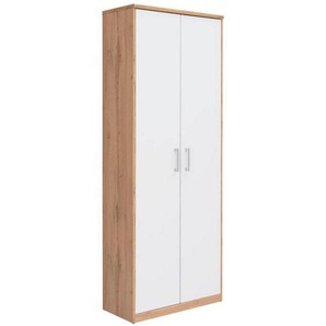 Xora Mehrzweckschrank, Weiß, Eiche Wotan, Holzwerkstoff, 5 Fächer, 72x194x36 cm, Waschküche, Mehrzweckschränke